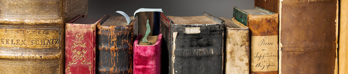 Antique books on a shelf