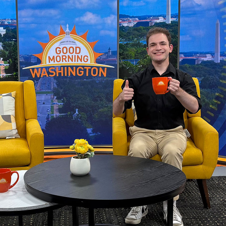 College student Harry Glicken poses on the set of 